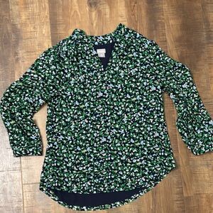 Chico’s Floral Print Blouse with Green and Black size 0